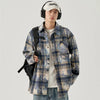 Mens Tie-Dye Vintage Plaid Autumn Top