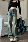 Vintage Yüksek Bel İspanyol Paça Jean Pantolon, kombin görünüm — Navra Wear