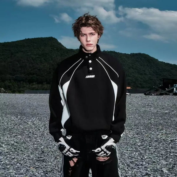Funnel Neck Long Sleeve Street Top alternatif görünüm