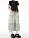 Heritage Rinse Relaxed Calf-Length Denim Shorts