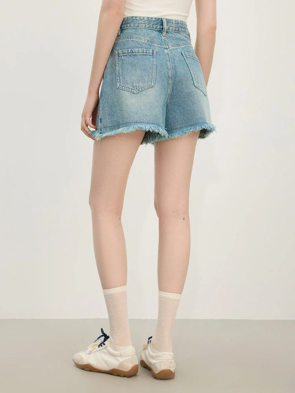 Fringe Hem High-Rise Shorts alternatif görünüm