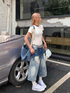 2000s Metro High-Rise Torn Denim Shorts