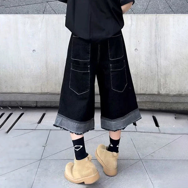 Timeless Easy Cut Sleek Cropped Denim Shorts alternatif görünüm