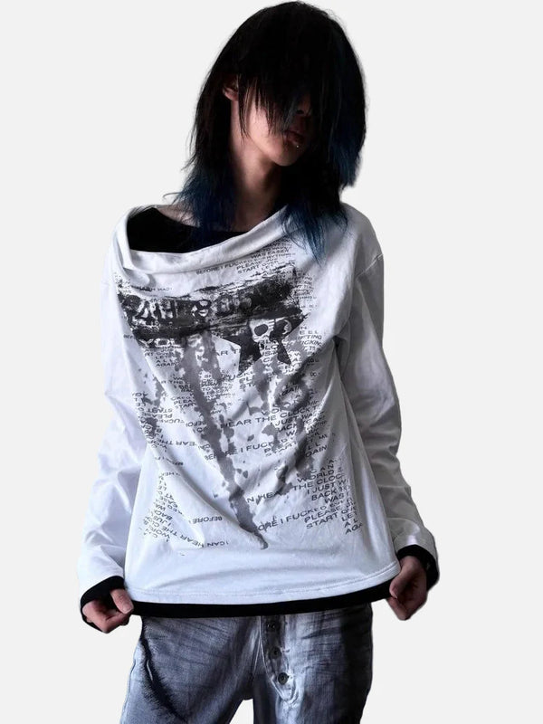 Heritage Fragment Fake Two Piece Long Sleeve T-Shirt alternatif görünüm
