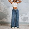 Graphic Fleece Beaded Bell Leg Denim