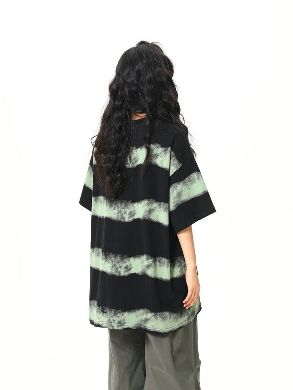 Block-Style Horizontal-Lines Nostalgia Inkjet T-Shirt alternatif görünüm