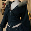 Dark Autumn Winter Faux Fur Sweatshirt
