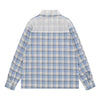 Mesh-Panel Embroidered Plaid Lapel Top
