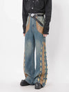 Heritage Faded Studded Leather Mosaic Denim