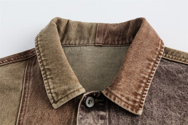 Contrast Stitch Mocha Denim Jacket alternatif görünüm
