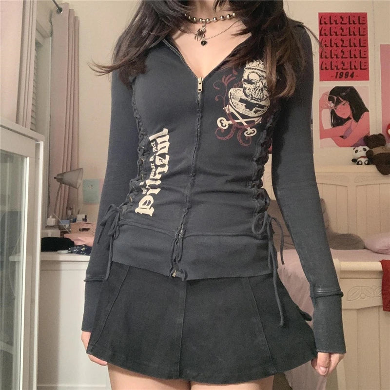 Punk Gothic Dark Zip Sweatshirt