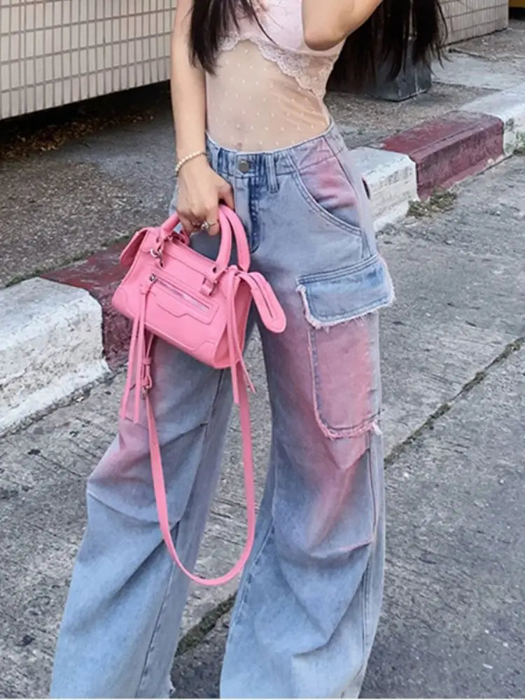 Women High-Rise Relaxed Sleek Tie Utility Denim