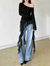 Off Tassel Ruffles Gentle Sweet T-Shirt