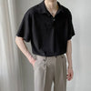 Enduring Clean-Tone Color Han River Style Button Placket-Neck T-Shirt