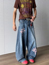 Baggy Yıldız Baskılı Jean Pantolon, detay görünüm — Navra Wear