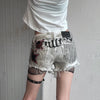 Low Slung Grunge Denim Shorts