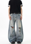 Heritage Blue Torn Bell Leg Denim