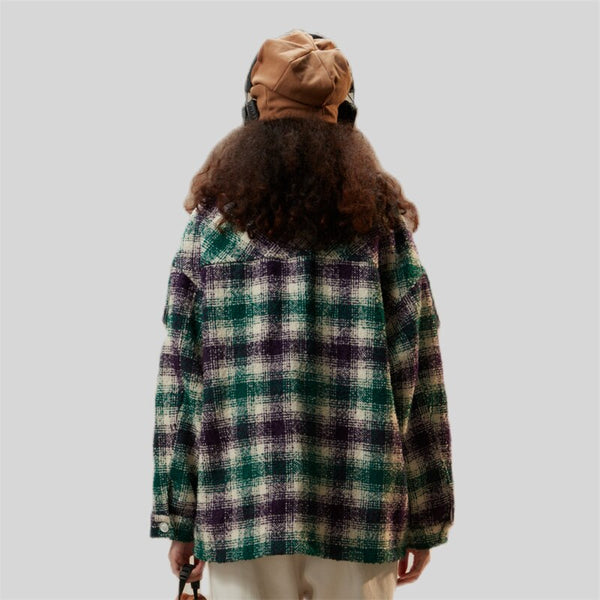 Plaid Oversized Vintage Shirt alternatif görünüm