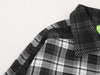 Mesh-Panel Embroidered Plaid Lapel Top