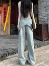 2000s Sleek Heritage Mosaic Blue Relaxed Denim