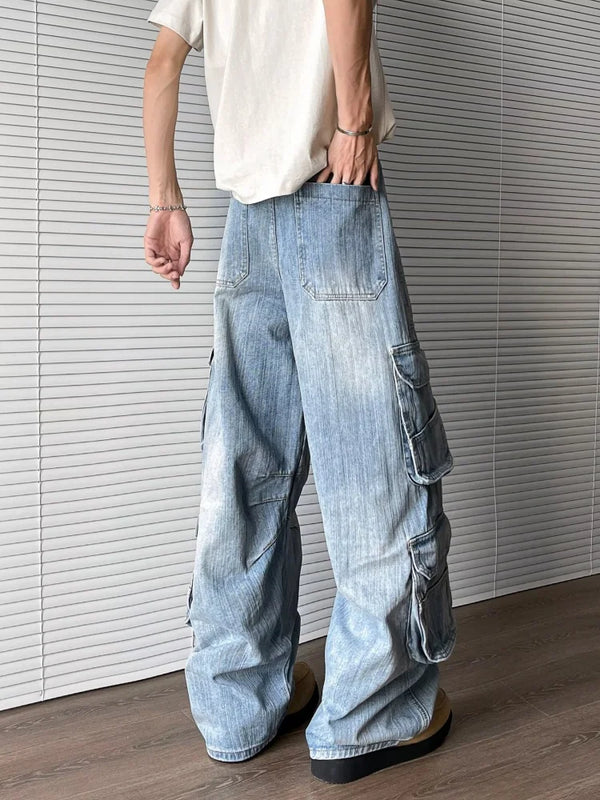 Raw Hem Realness Rinse Blue Relaxed Utility Denim alternatif görünüm