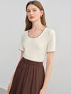 Hand-Stitched Lace Contrast Color Short T-Shirt