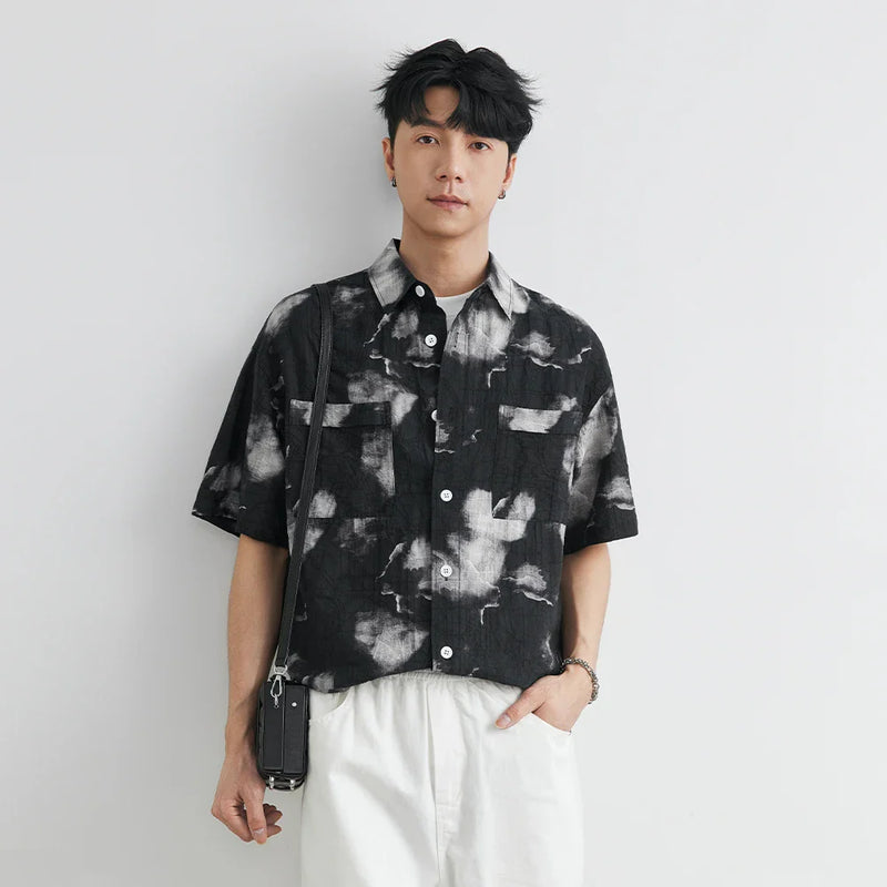 Mens Hawaiian Bloom Trendy Button Top