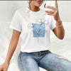 Women Floral Back-In-Time Patterned Everyday White T-Shirt