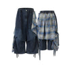 Customizable Checkered Hem Cropped Denim Shorts
