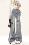 Women Spicy Heritage Splicing Micro Bell Denim