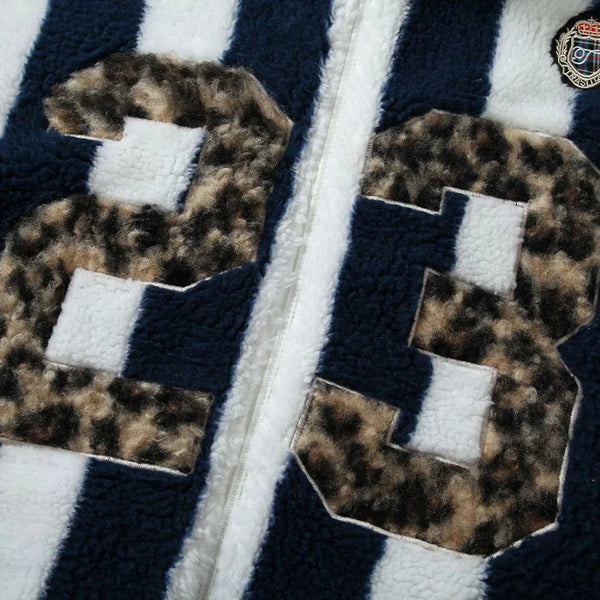 Classic Striped Sherpa Jacket alternatif görünüm