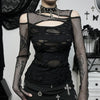 Noir Shadow-Print Frayed Fishnet Mosaic T-Shirt