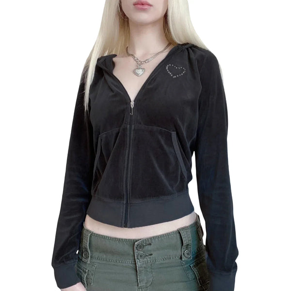 Crystal Heart Zip Sweatshirt