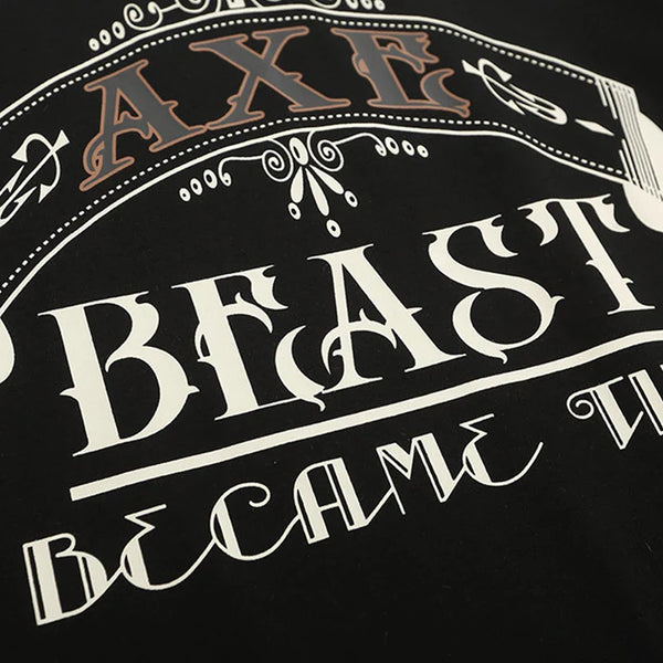 Letter Print Beast Collar-Knit T-Shirt alternatif görünüm