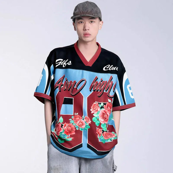 Insulated Mesh Wide-Body Floral Artwork Sport T-Shirt