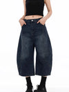 Heritage Wash Wide Leg Barrel Denim Shorts