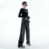 High-Rise Black Leather Trousers