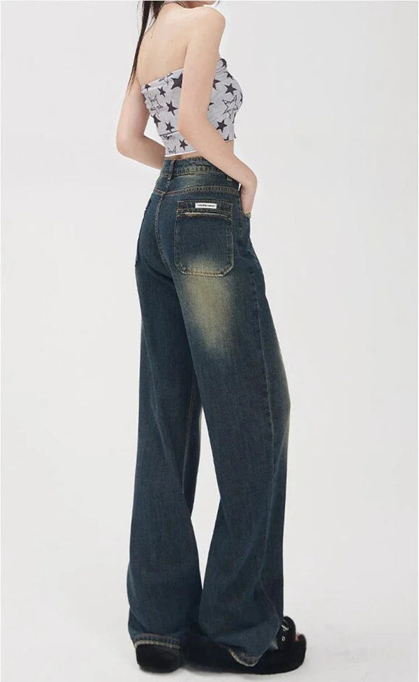 Women Streetware High-Rise Bell Leg Denim alternatif görünüm
