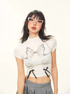 Throwback Bow Short Sleeve Above-Waist T-Shirt