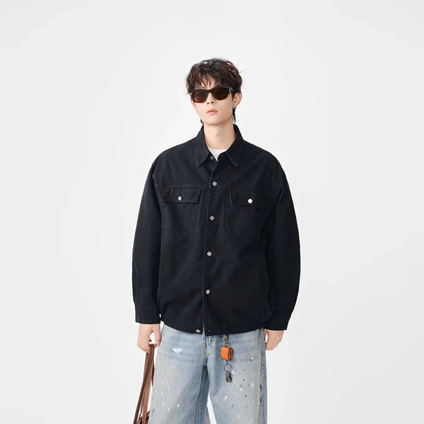 Versatile Relaxed Button-Up Denim Jacket alternatif görünüm