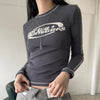 Women Throwback Print Elastic T-Shirt