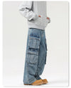 Y2K Baggy Jean Pantolon, yakın çekim — Navra Wear