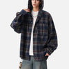 Plaid Drawstring Hood Easy Shirt