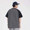 High-Quality Bar-Print Splice Unstructured Laid-Back Warm-Season T-Shirt