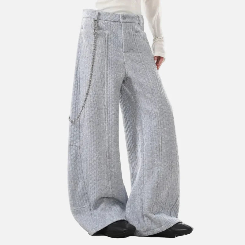Lined Wide-Leg Casual Trousers