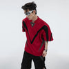 Sleeve Short Design Contrast Color T-Shirt