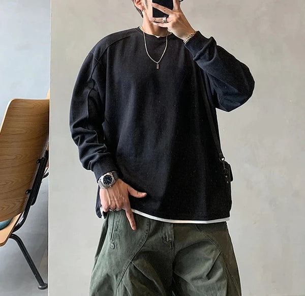 Retro Layer Hip-Hop Sweatshirt alternatif görünüm