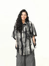 Tie-Dye Gradient Lapel Stylish Top
