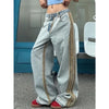 Street Edge Line Contrast Stripe Bell-Leg Denim
