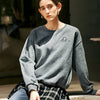 Plaid Stitch Casual Crewneck